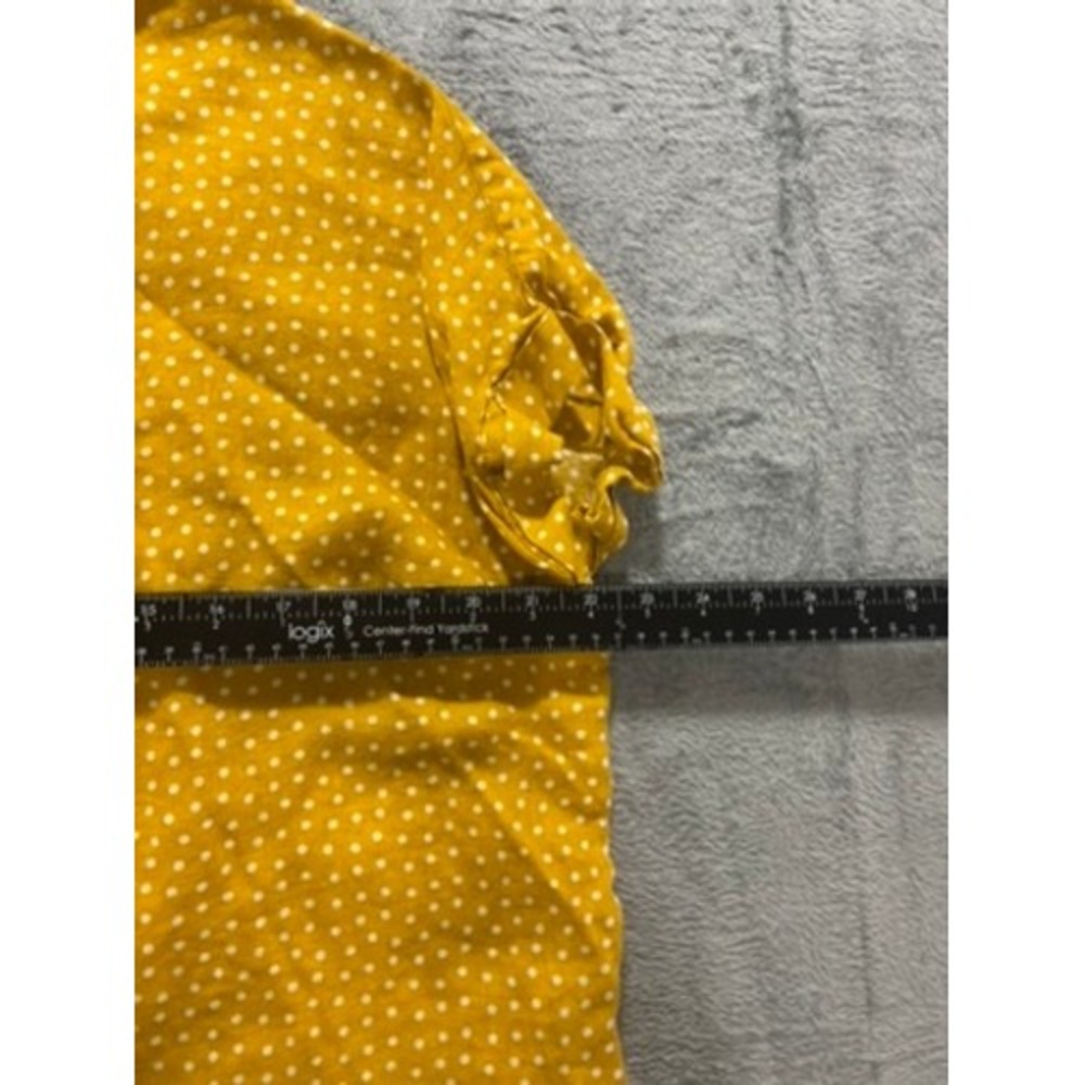 Rachel Zoe Linen Blouse Women Small Yellow Polka Dot Button Front Short Sleeve - Picture 8 of 9